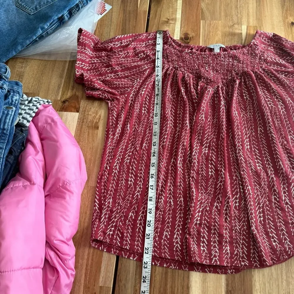 LUCKY BRAND Rust & Cream Peasant Top Size - Picture 4 of 6